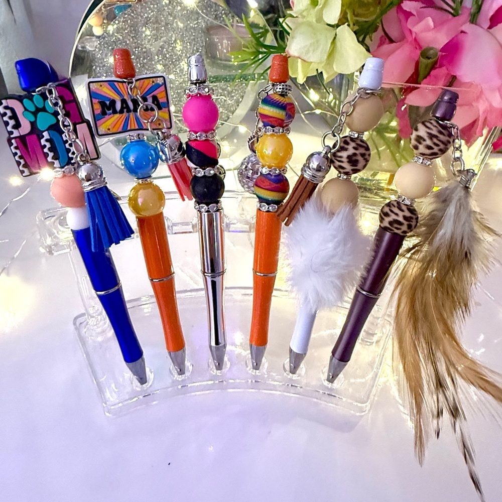 Colorful Beaded Pens with Charms